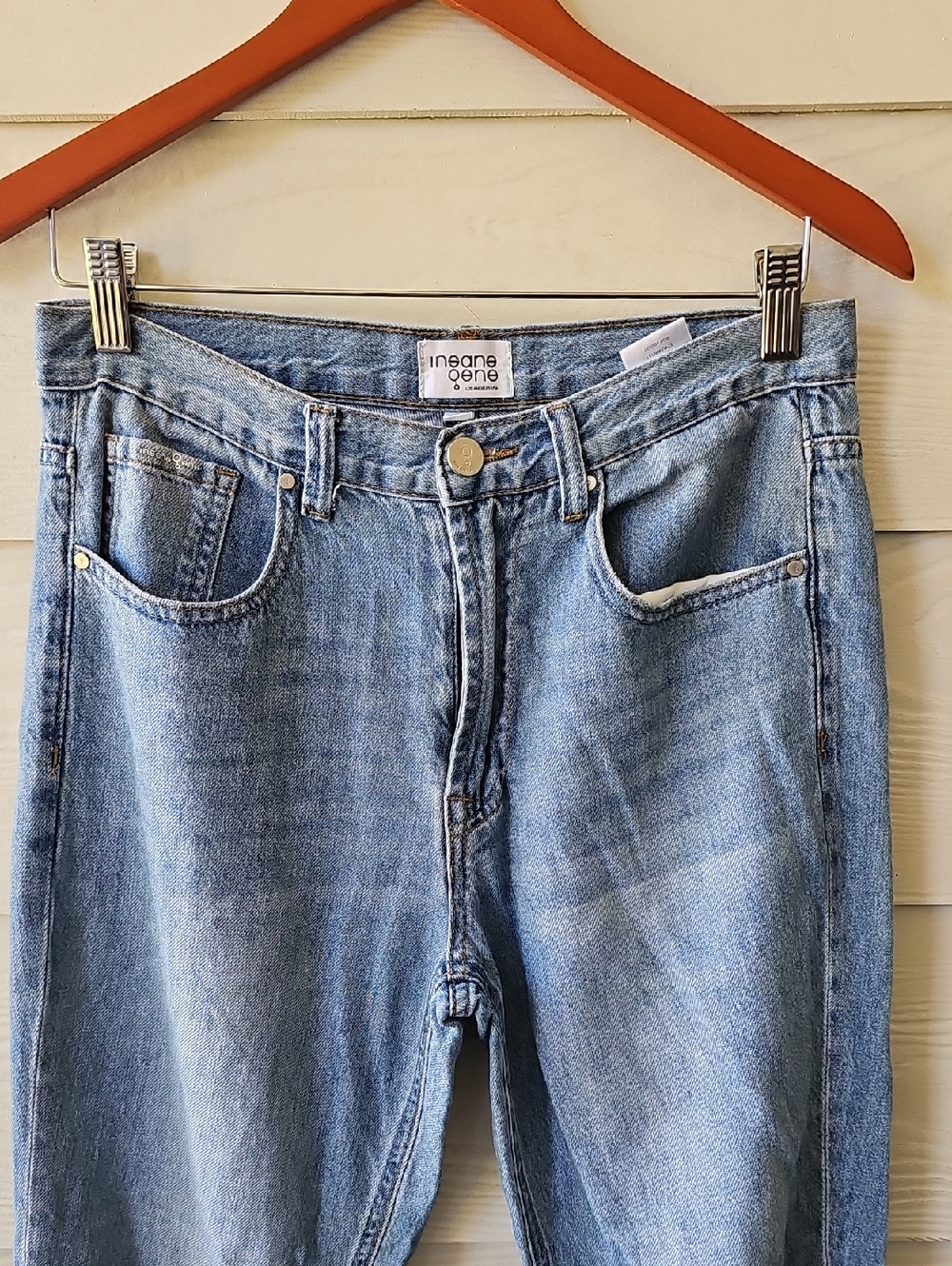 Insane Gene Distressed Boyfriend Jeans Light Wash Size 5/26 Raw Hem - Picture 6 of 11